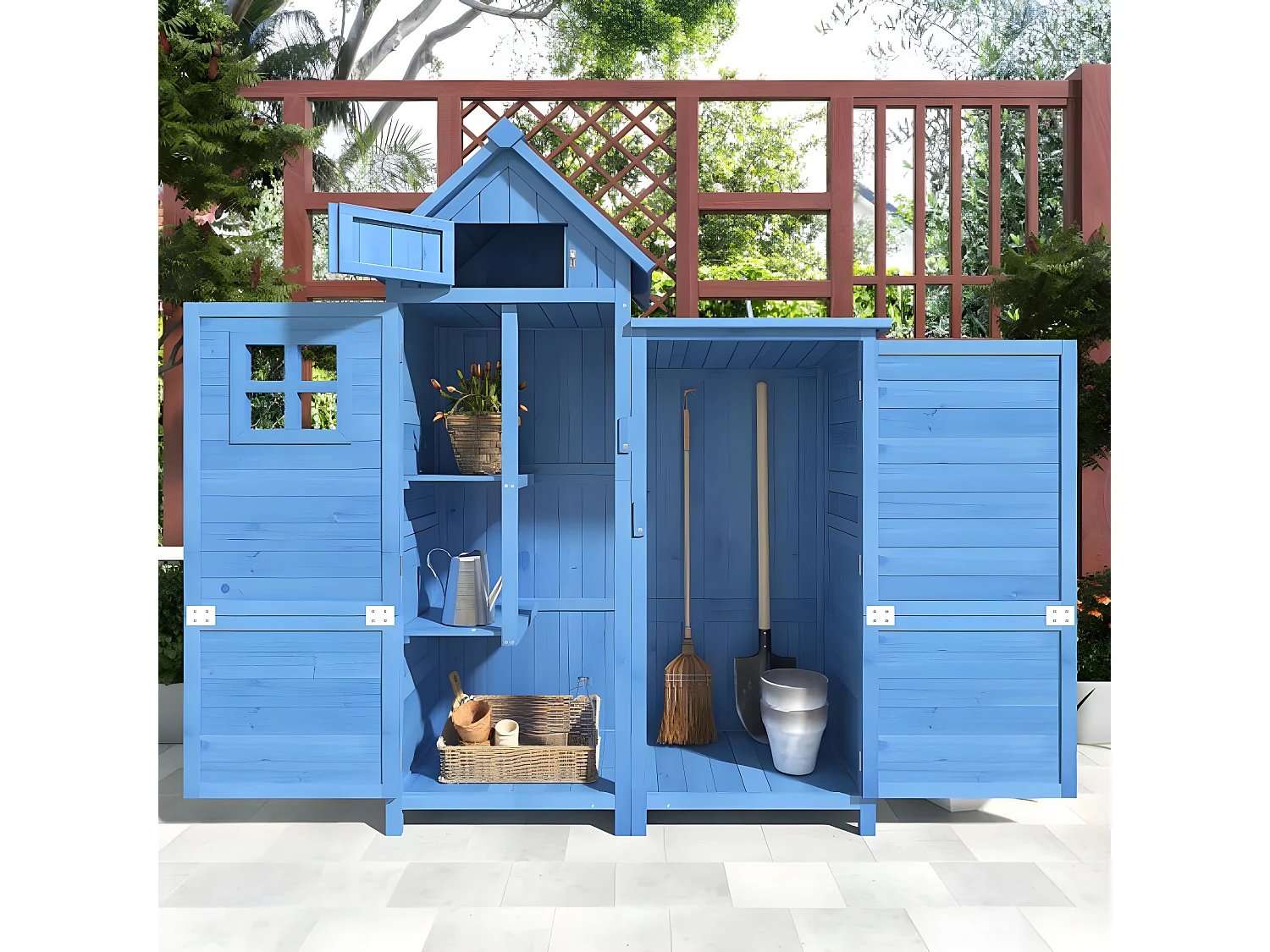 Cabane de jardin en bois avec étagères - Idéal pour les petits jardins