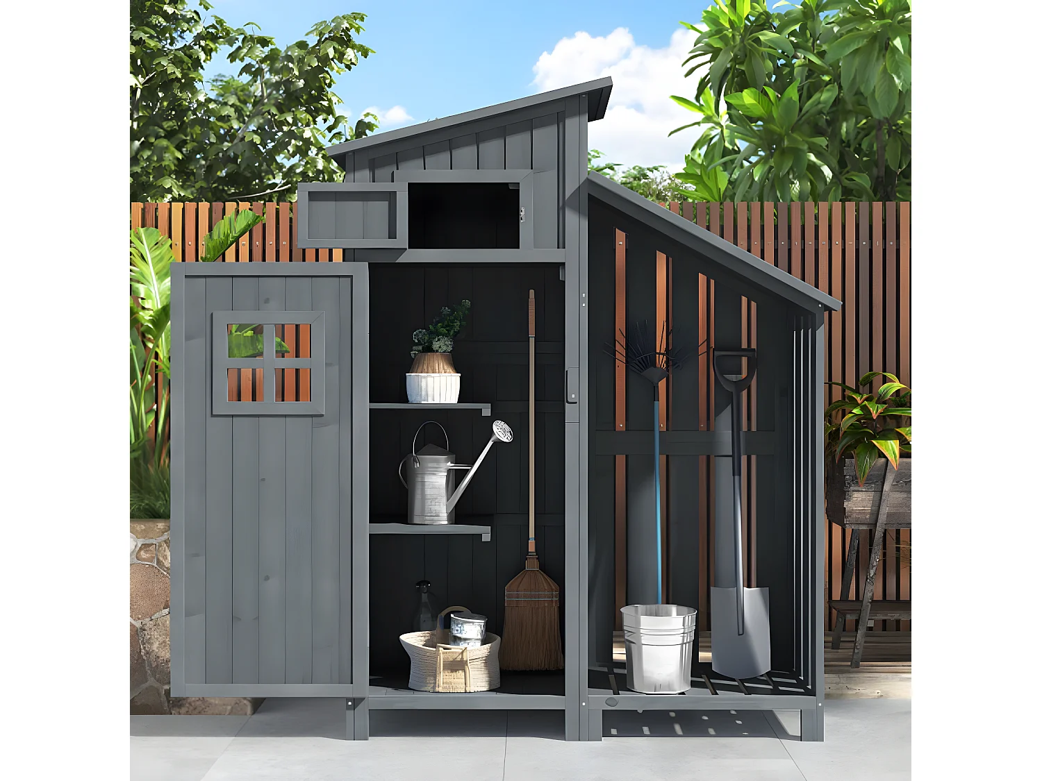 Cabane de jardin en bois avec étagères - Idéal pour les petits jardins