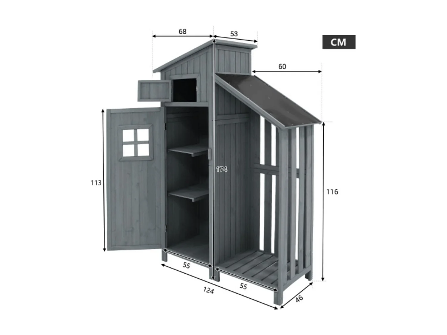 Cabane de jardin en bois avec étagères - Idéal pour les petits jardins