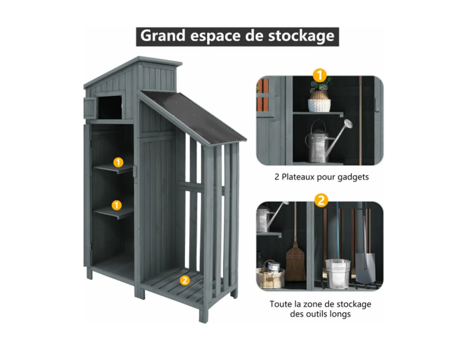 Cabane de jardin en bois avec étagères - Idéal pour les petits jardins