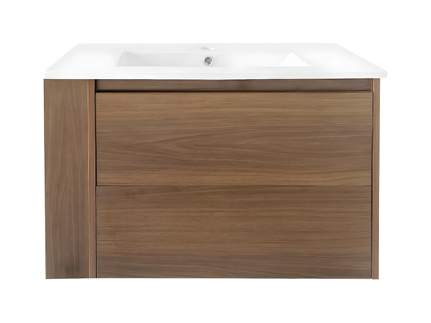 Meuble lavabo suspendu de 76 cm de large, couleur brune