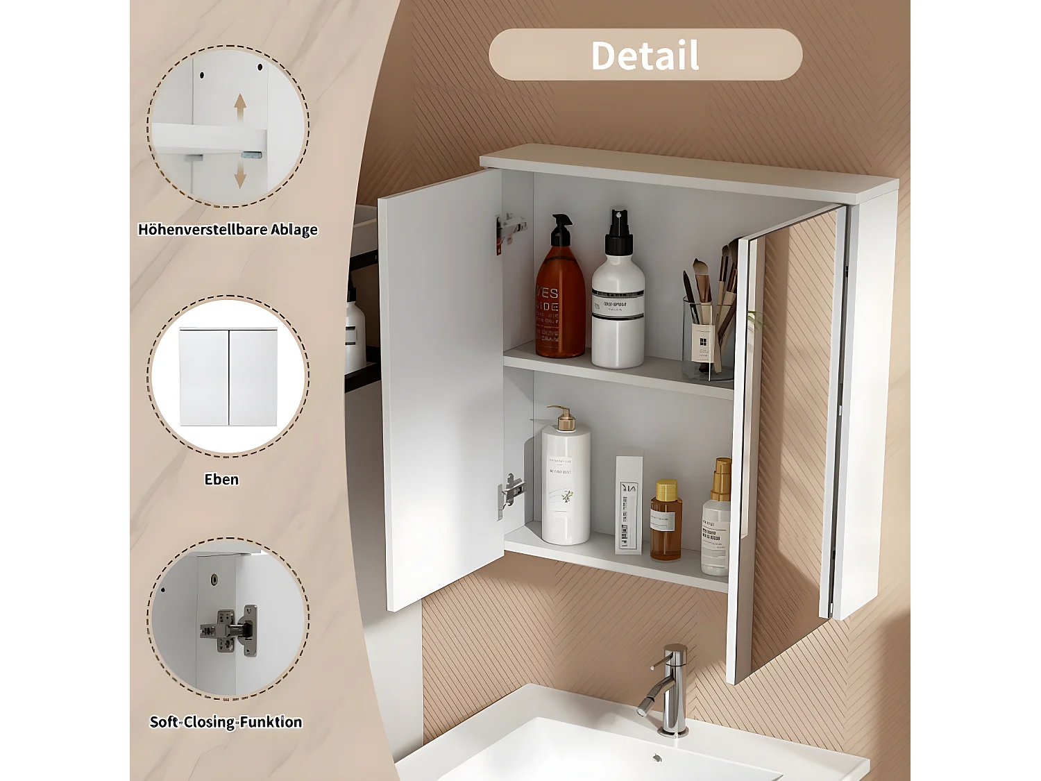 Meuble vasque suspendu de 60 cm de large avec lavabo en céramique