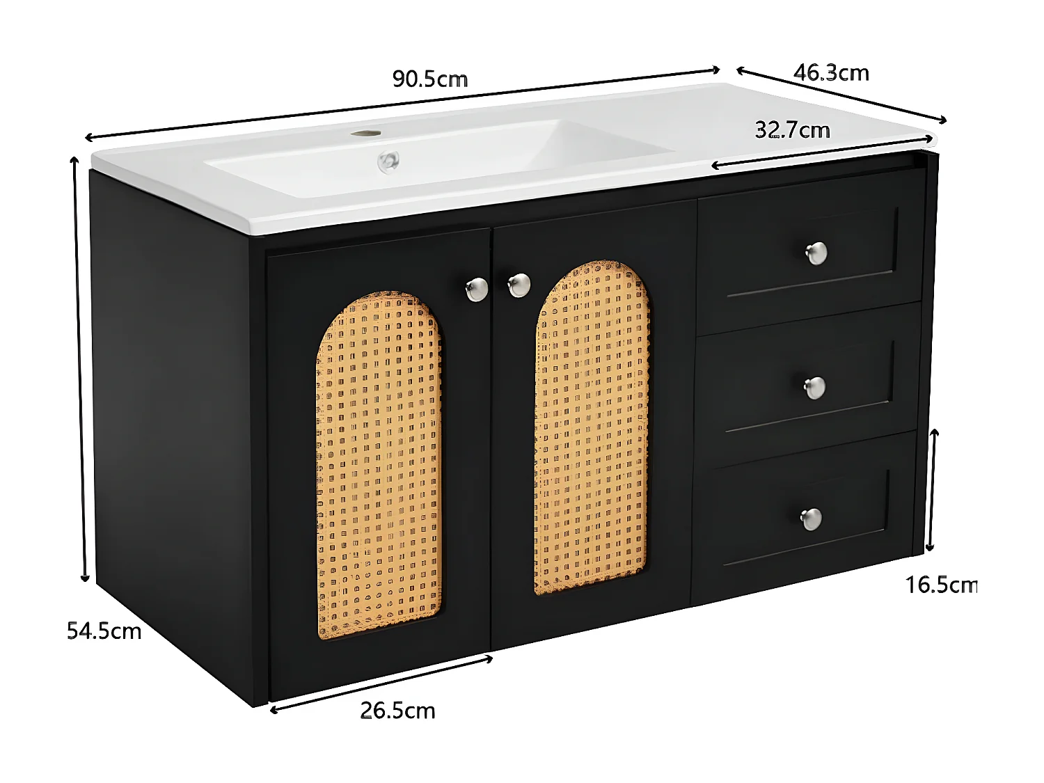 Ensemble de meubles de salle de bain avec lavabo de 90 cm