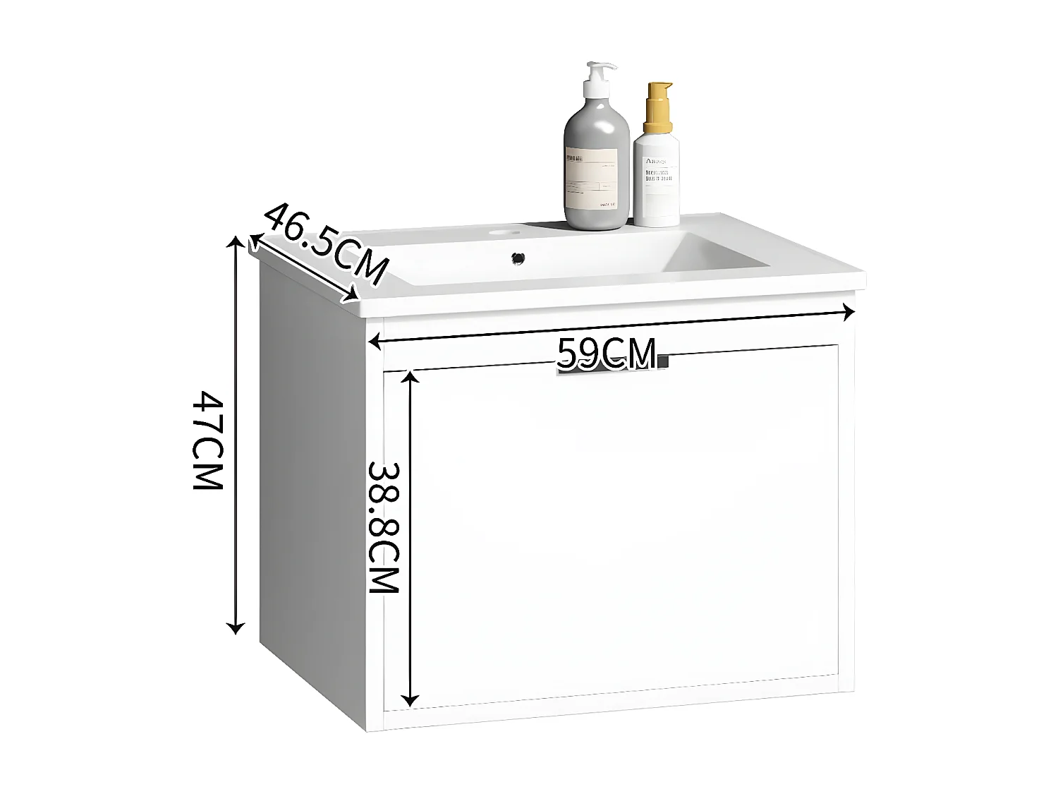 Lavabo suspendu de 60 cm de large blanc
