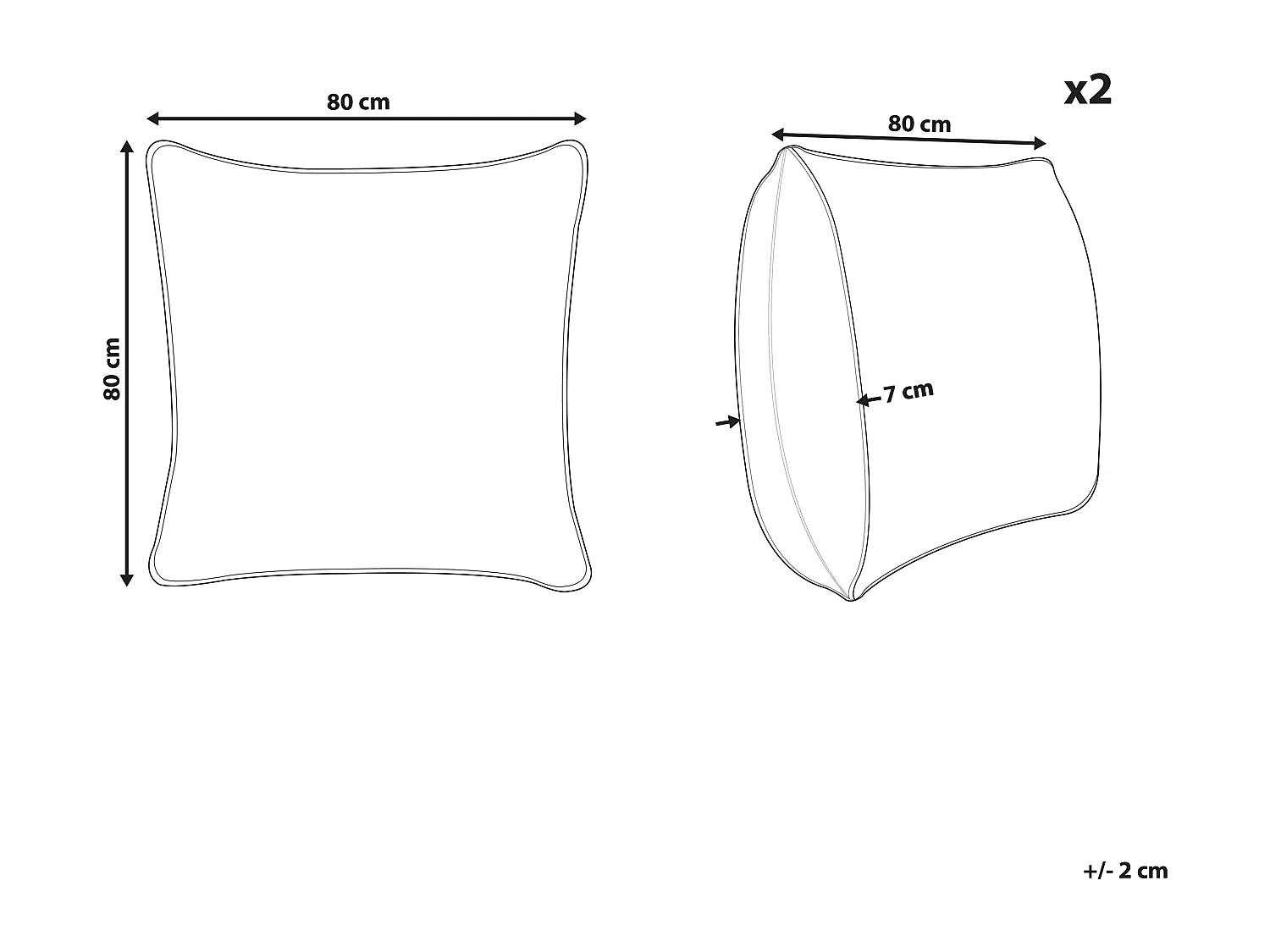 Lot de 2 oreillers ERRIGAL Haut Microfibre 80 x 80 cm Blanc