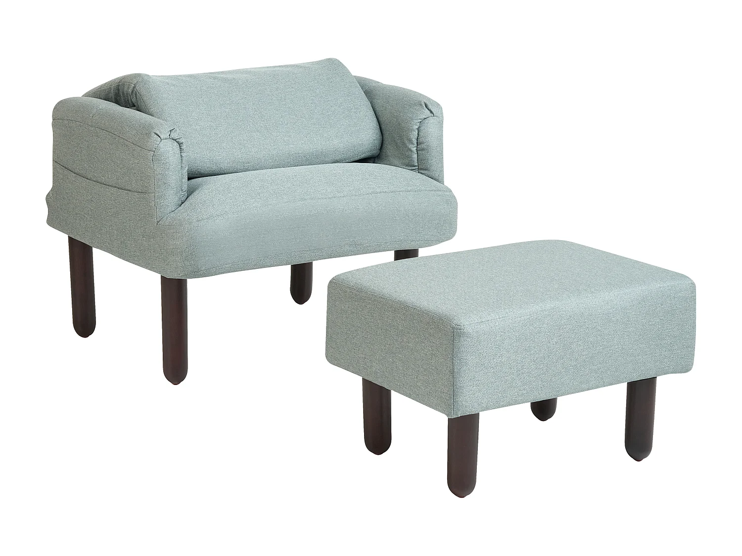 Polstersessel mit Hocker in Grün mit verstellbarer Rückenlehne Retro-Stil Oland