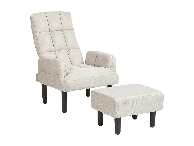 Sedia reclinabile OLAND con poggiapiedi Lino sintetico Beige chiaro