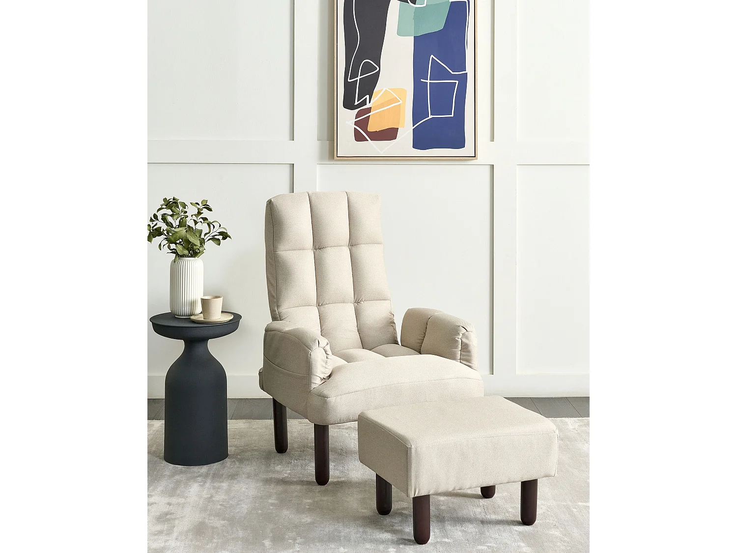Fauteuil inclinable OLAND Lin synthétique Beige clair