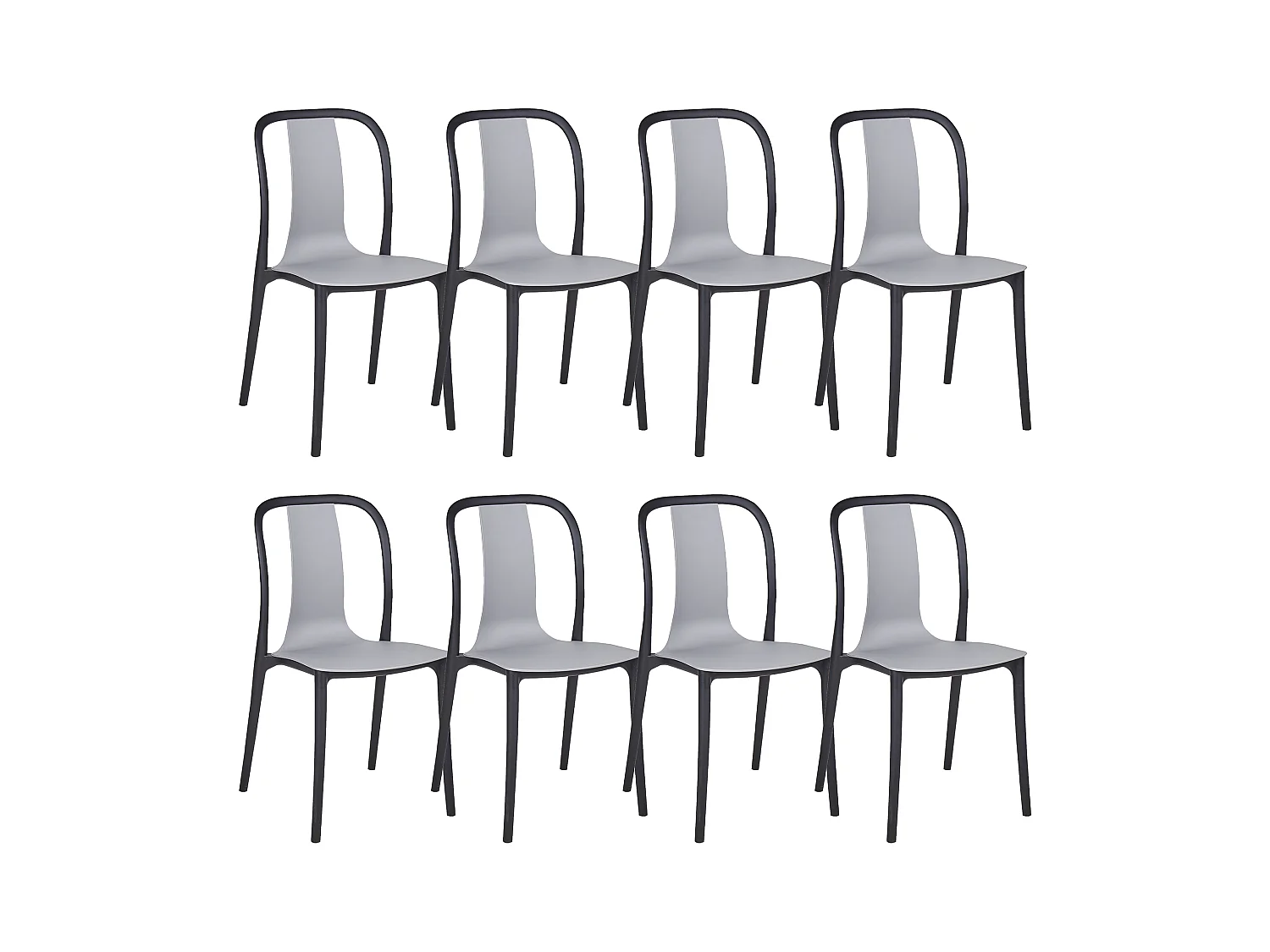 Lot de 8 chaises de jardin SPEZIA Gris