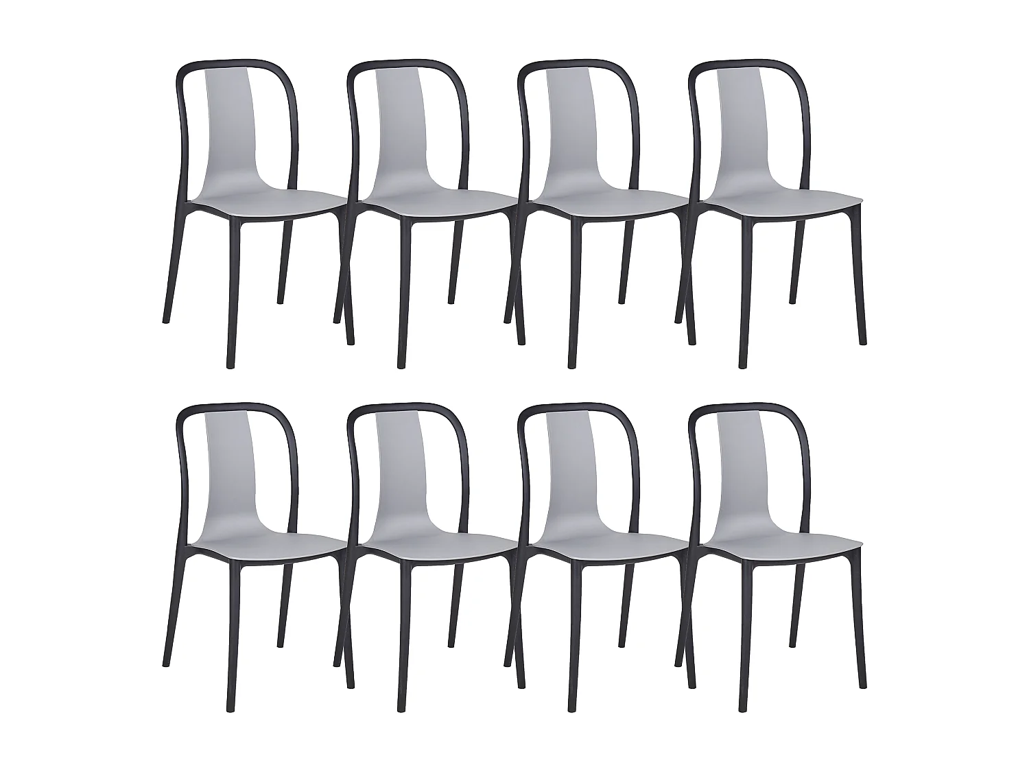 Lot de 8 chaises de jardin SPEZIA Gris