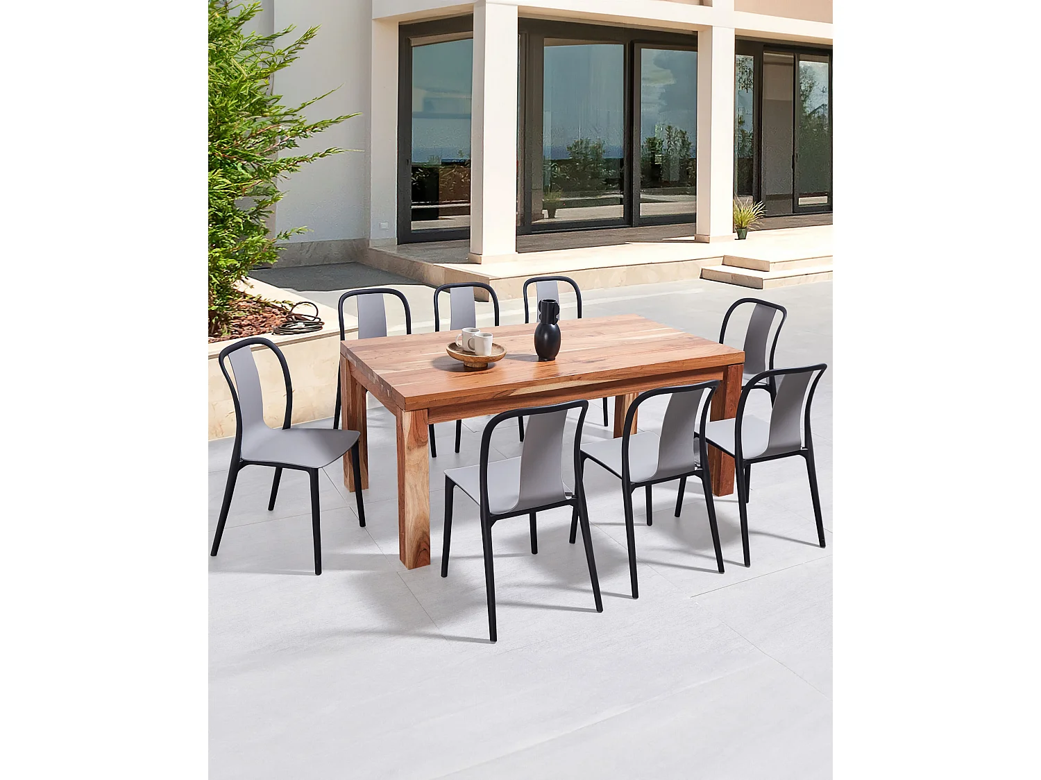 Lot de 8 chaises de jardin SPEZIA Gris