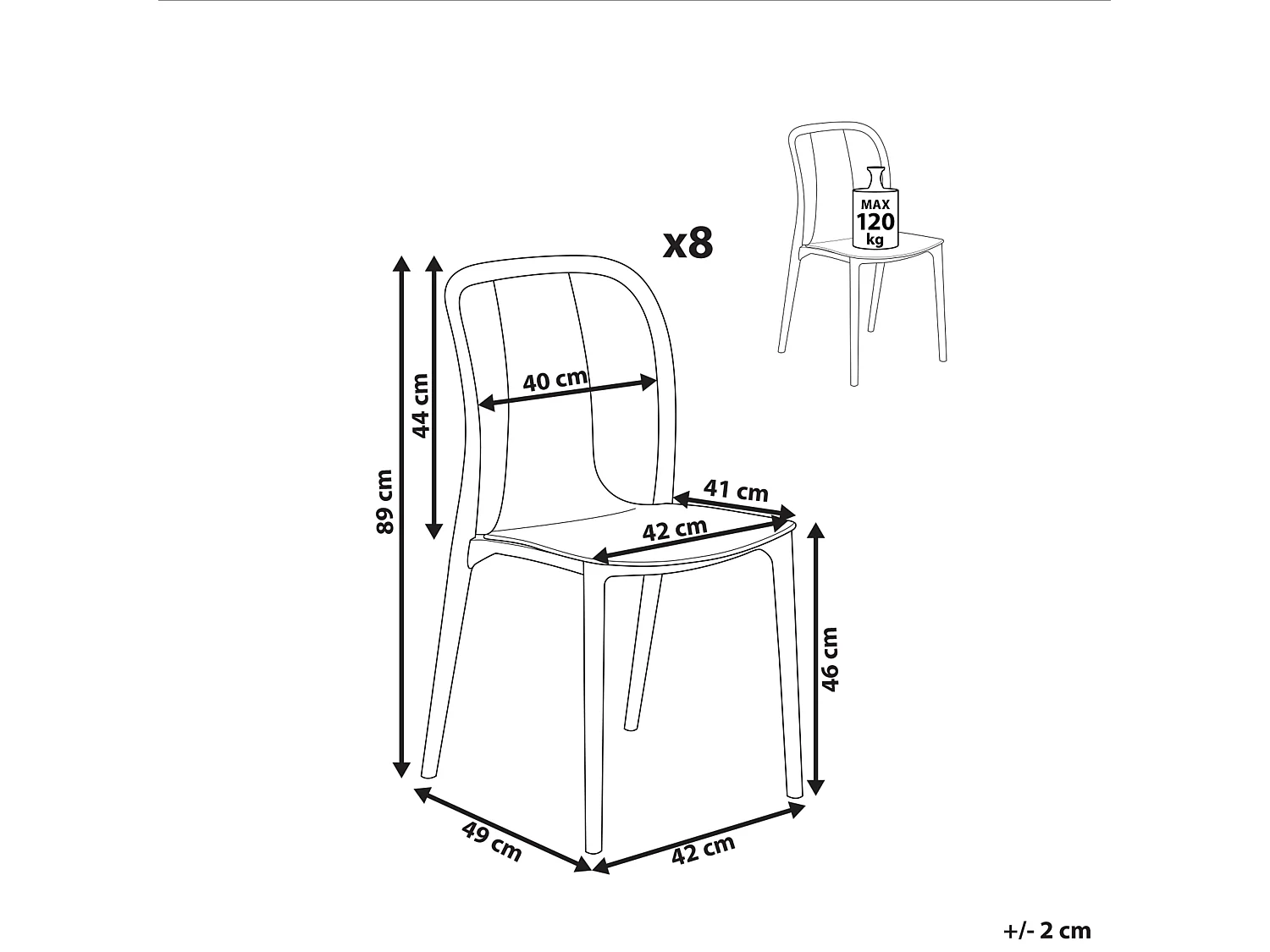 Lot de 8 chaises de jardin SPEZIA Blanc