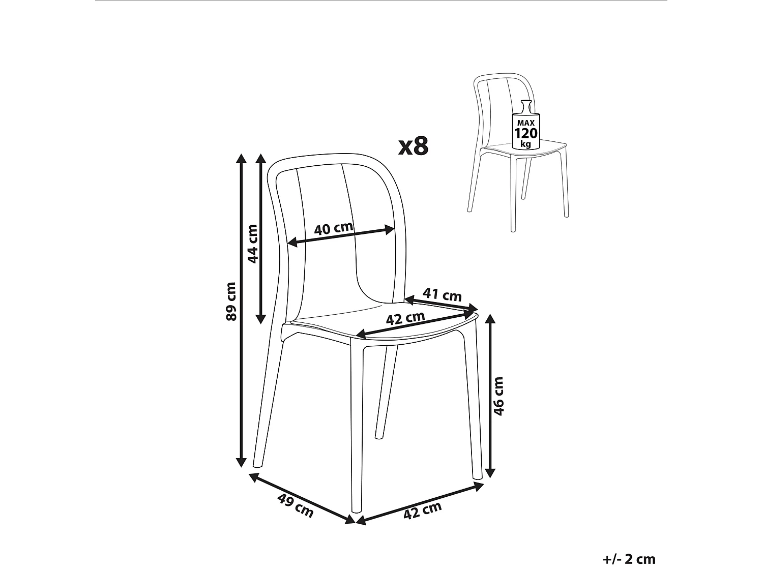 Set van 8 tuinstoelen SPEZIA Wit
