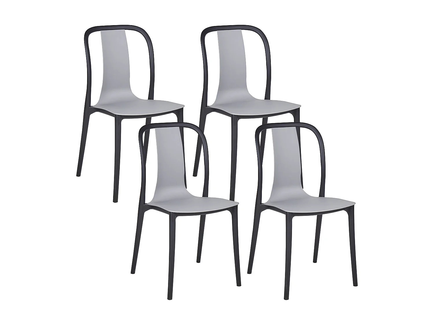 Gartentstuhl 4er Set Kunststoff schwarz / grau stapelbar modern Spezia