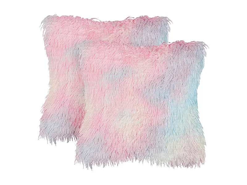 Dekokissen 2er Set Felloptik bunt pastellfarben farbenfroh 45 x 45 cm Amaryllis