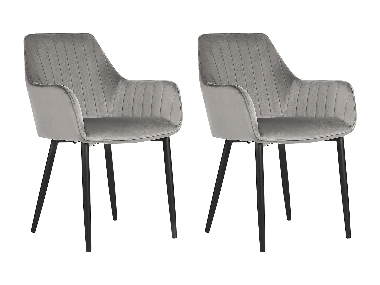 Esszimmerstuhl 2er Set Samt grau mit Metallgestell schwarz Retro Wellston