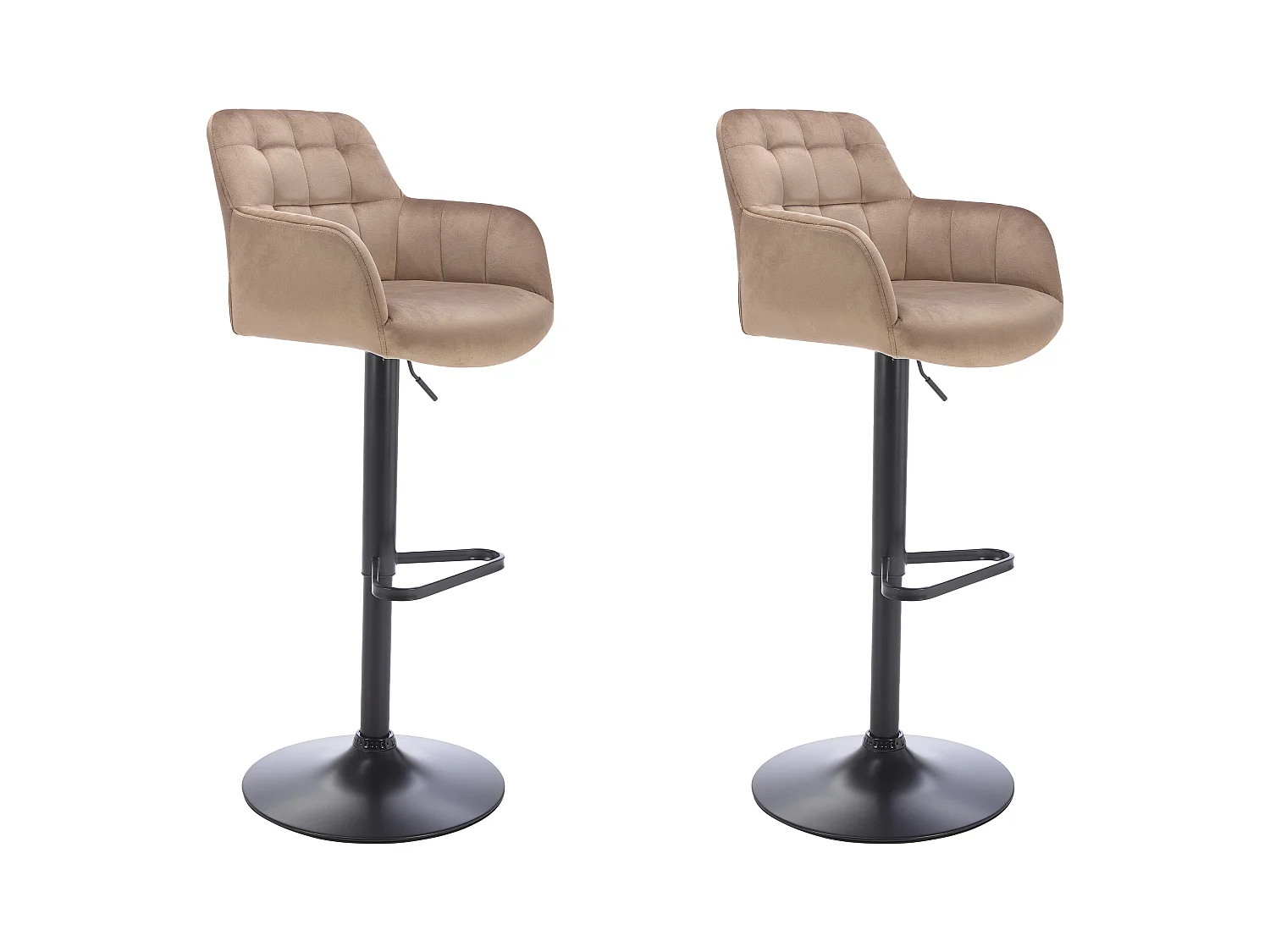 Conjunto de 2 taburetes de bar de terciopelo y metal negro - Altura ajustable - Beige - PEGA de Pascal MORABITO