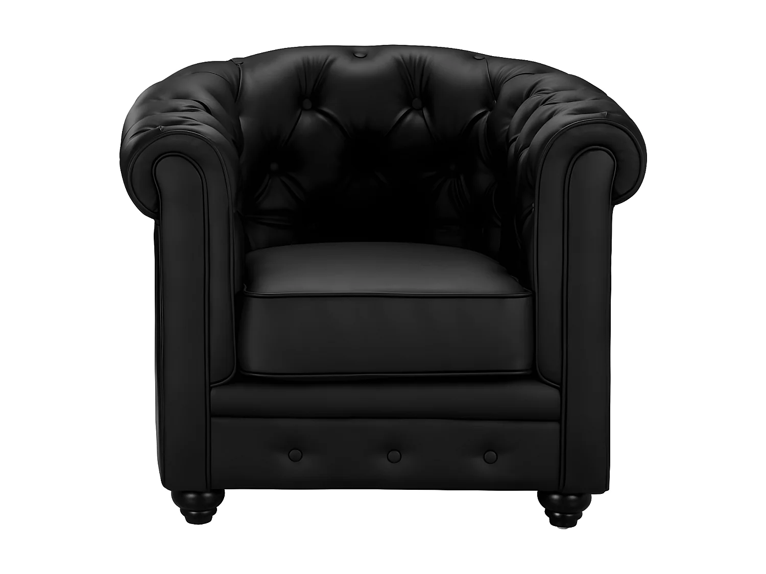 Canapés 3 places, 2 places et fauteuil en simili noir CHESTERFIELD