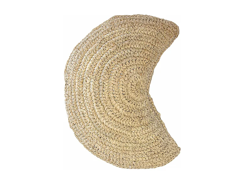 Almofada de ráfia natural para crianças com forma de lua 45x30cm