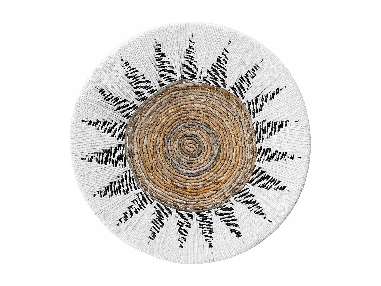 Plato decorativo de pared natural con detalles blancos y negros 60cm