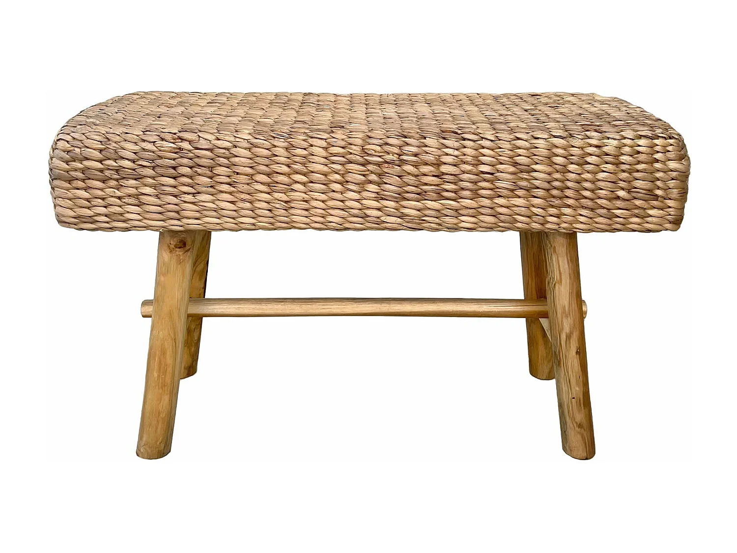 Banco em madeira de teca e fibra natural 95 cm