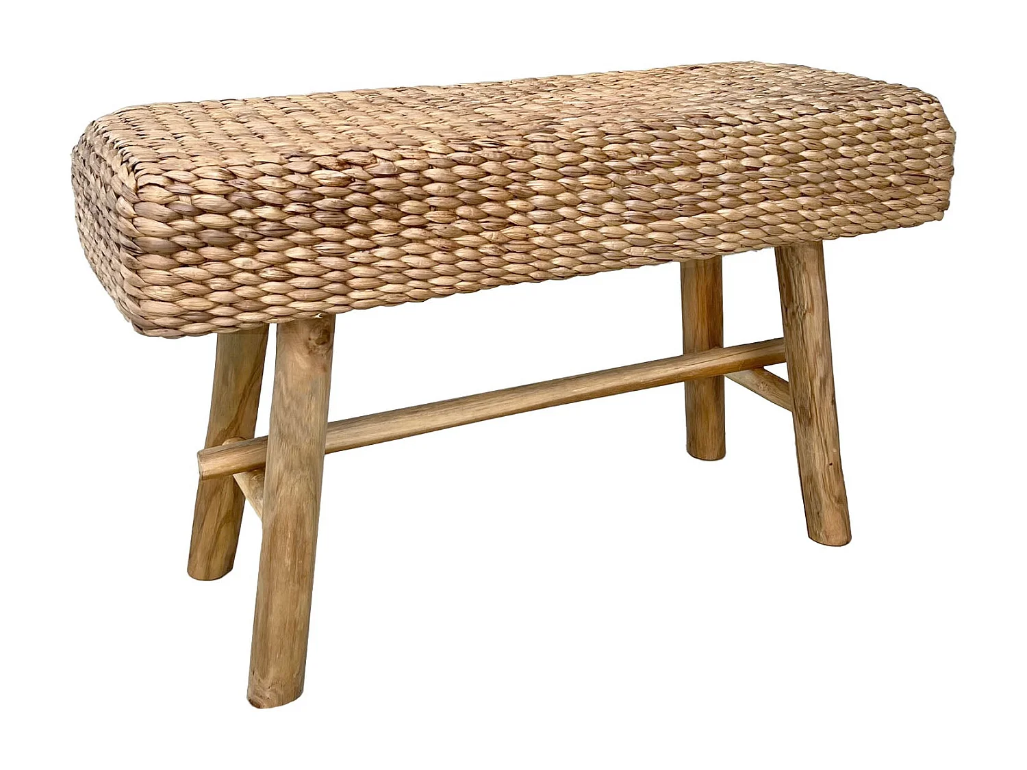 Banco em madeira de teca e fibra natural 95 cm
