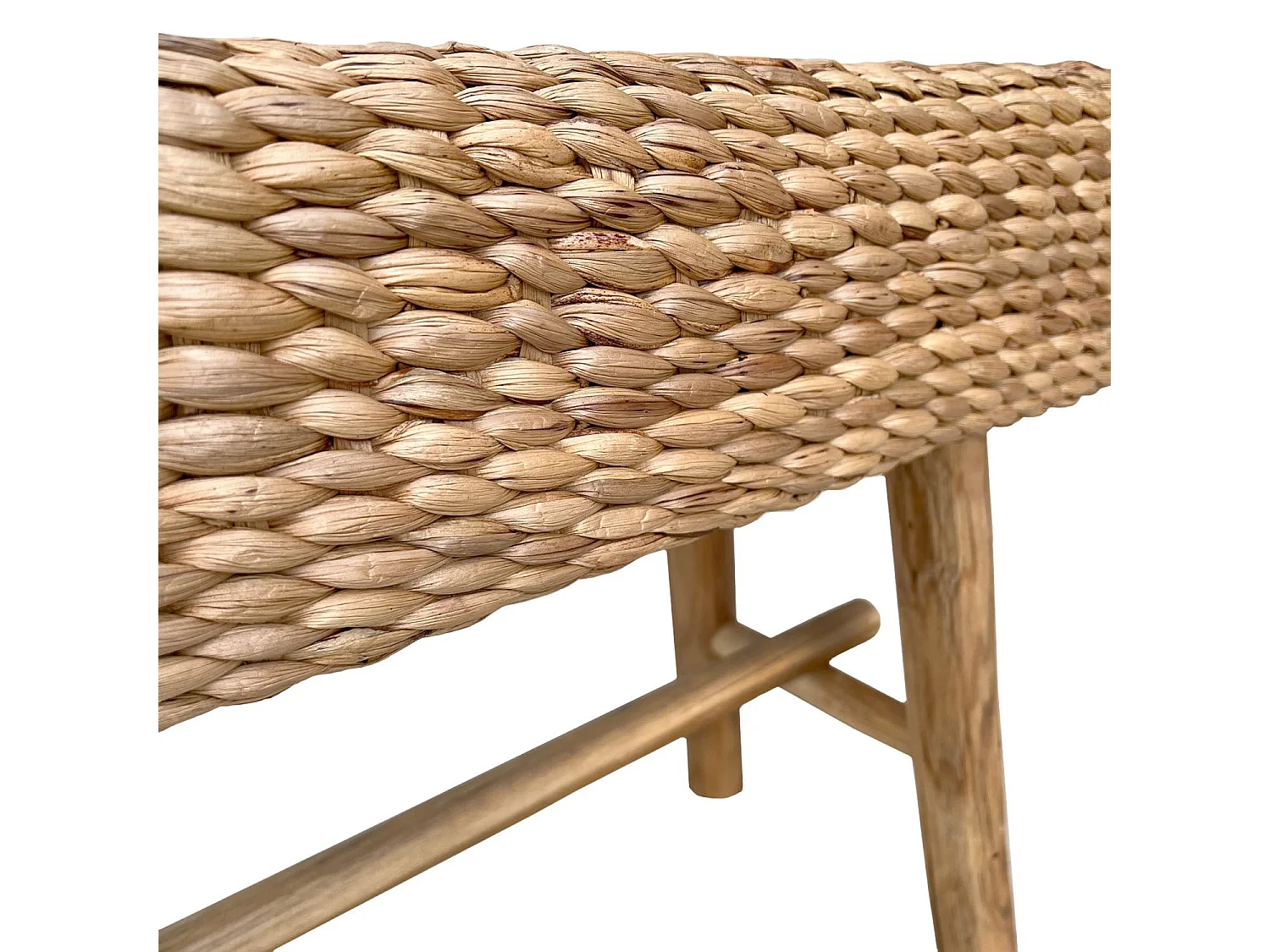 Banco em madeira de teca e fibra natural 95 cm