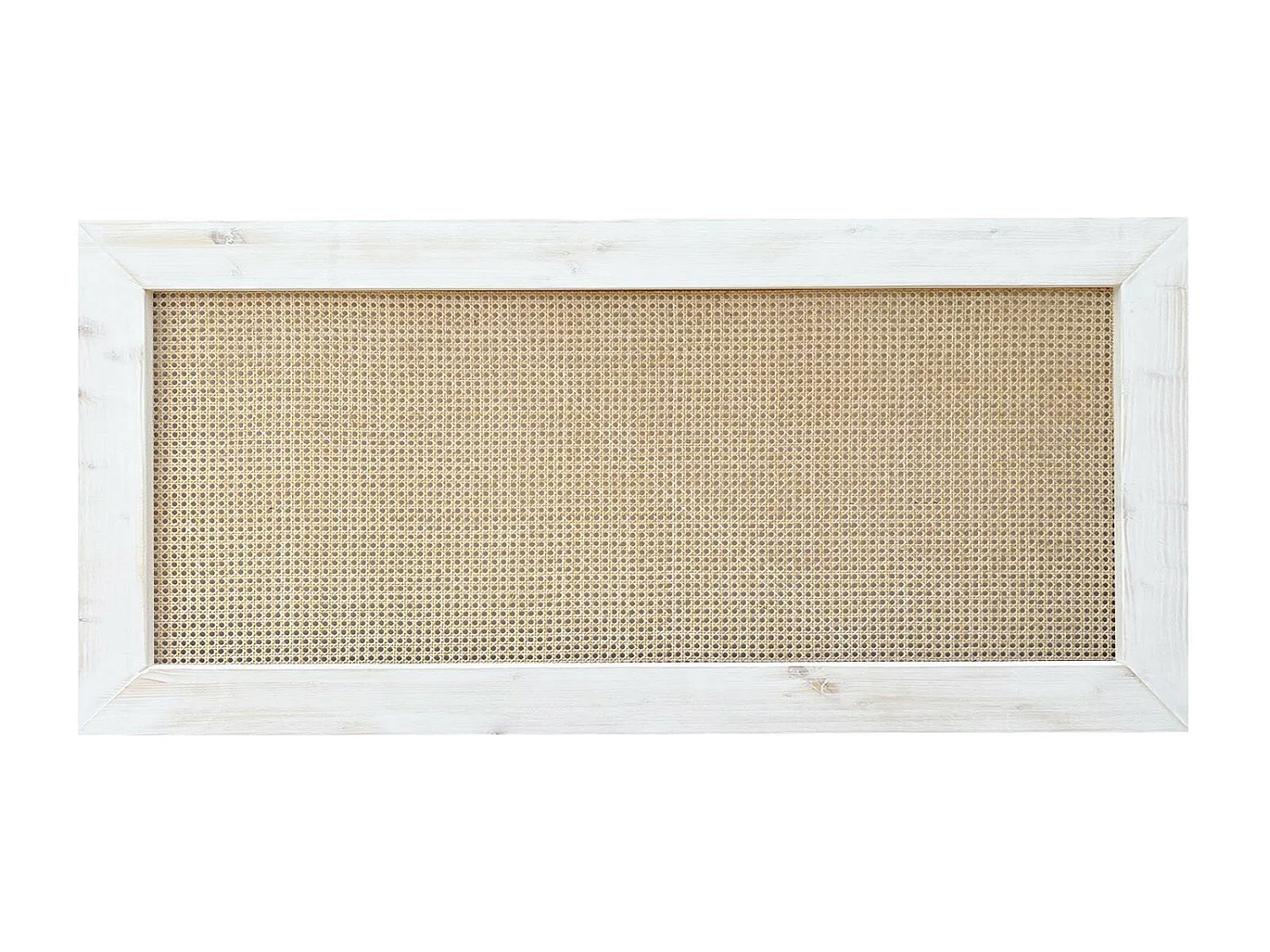 Cabeceira de vime e madeira maciça em branco antigo 140x74cm