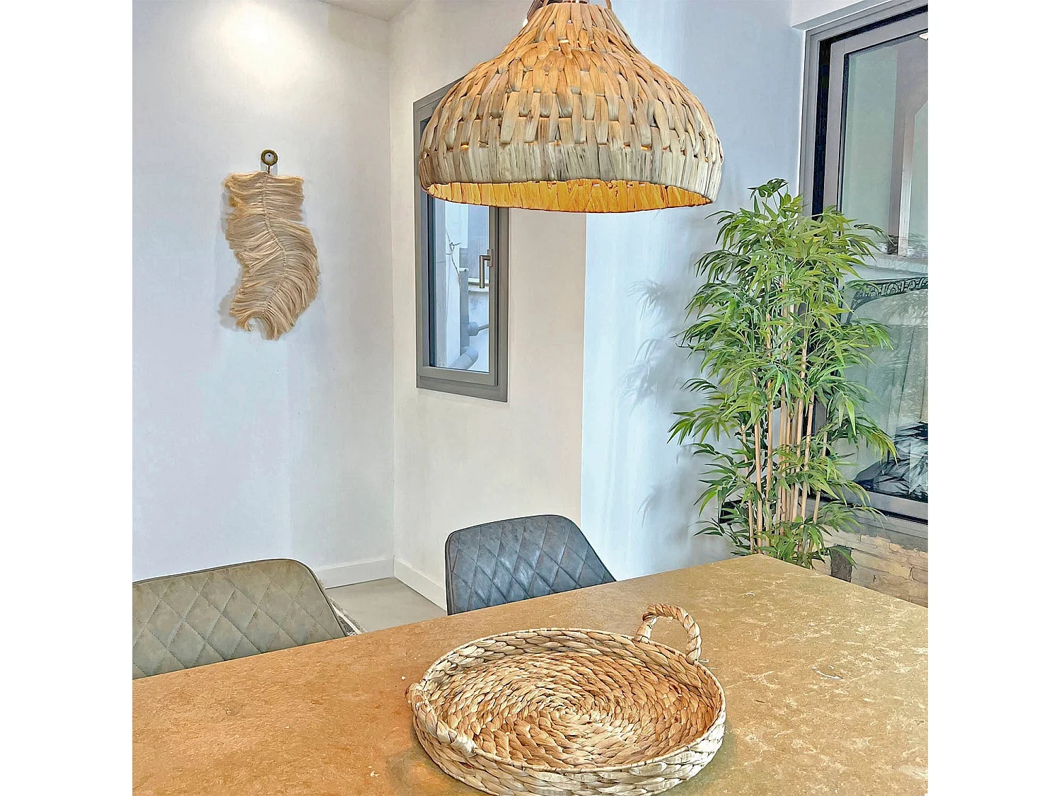 Lámpara de techo de fibras naturales D. 40 cm