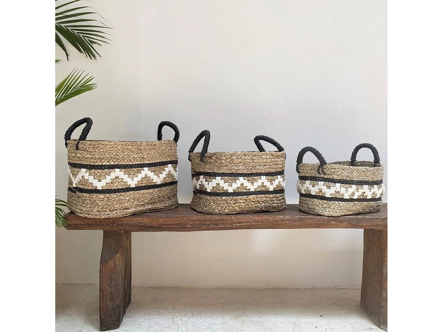 Cesta rectangular de fibra natural 46 x 30 cm