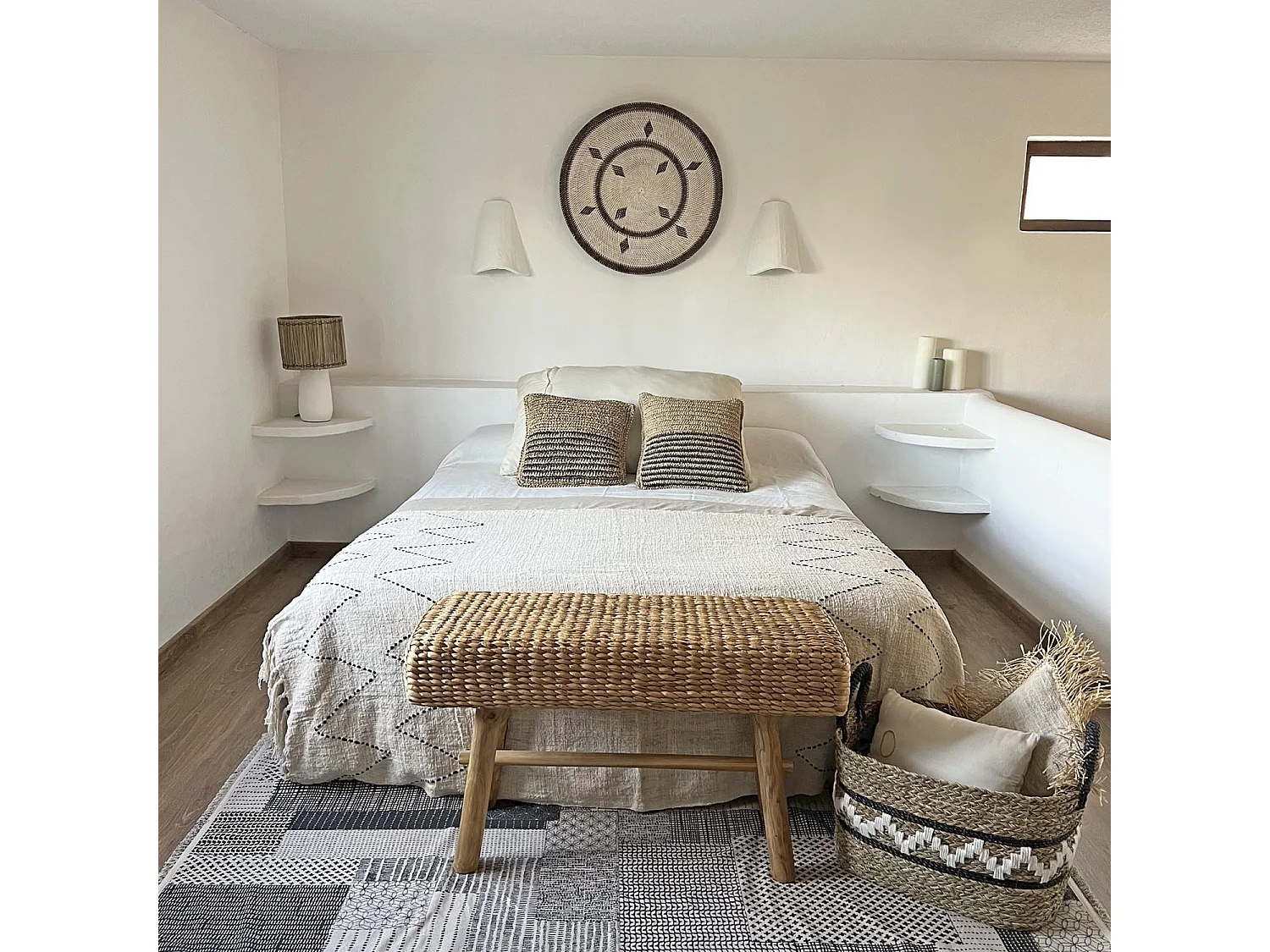 Cesta rectangular de fibra natural 46 x 30 cm