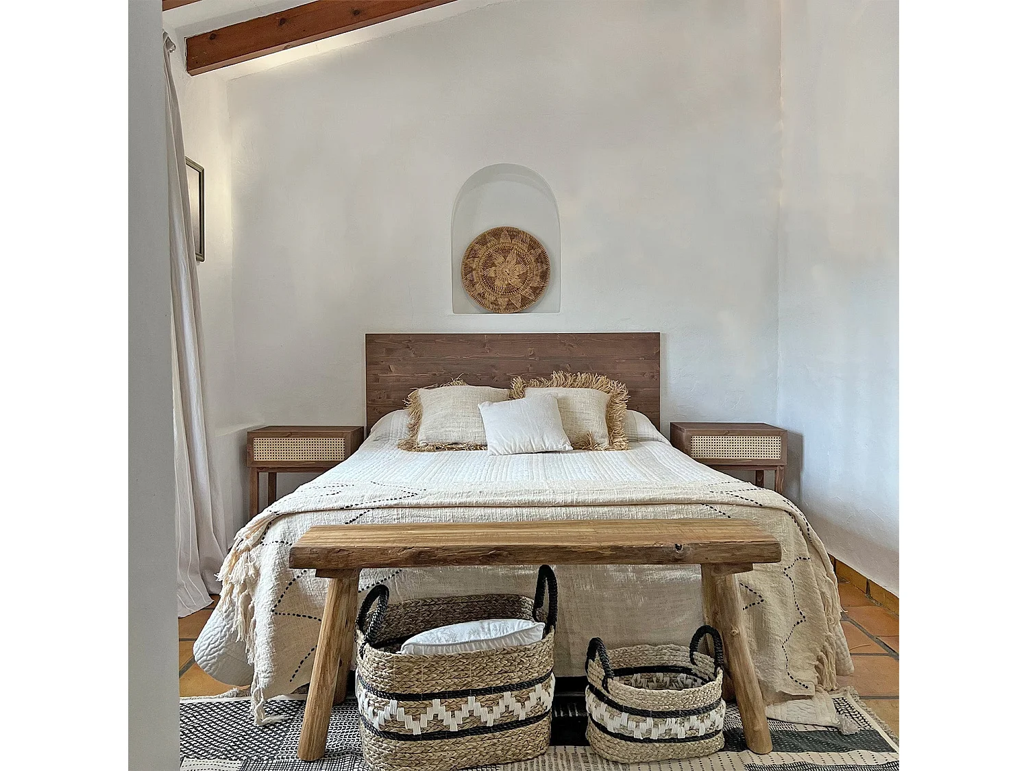 Cesta rectangular de fibra natural 46 x 30 cm