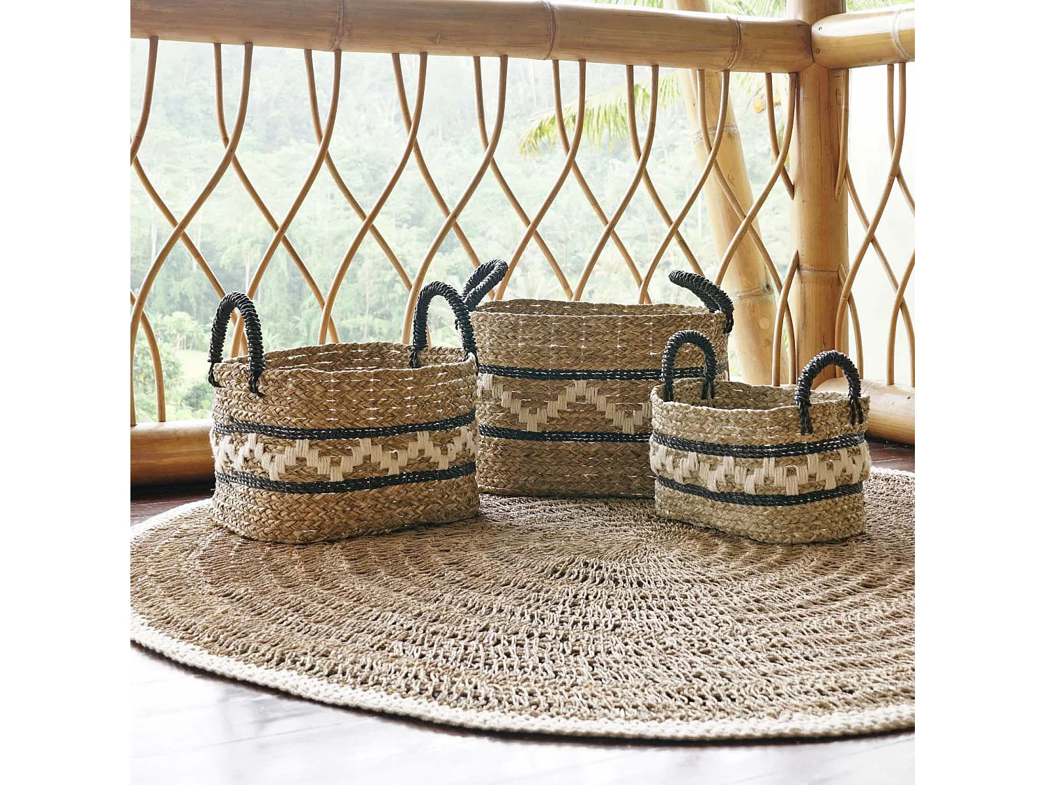 Cesta rectangular de fibra natural 46 x 30 cm