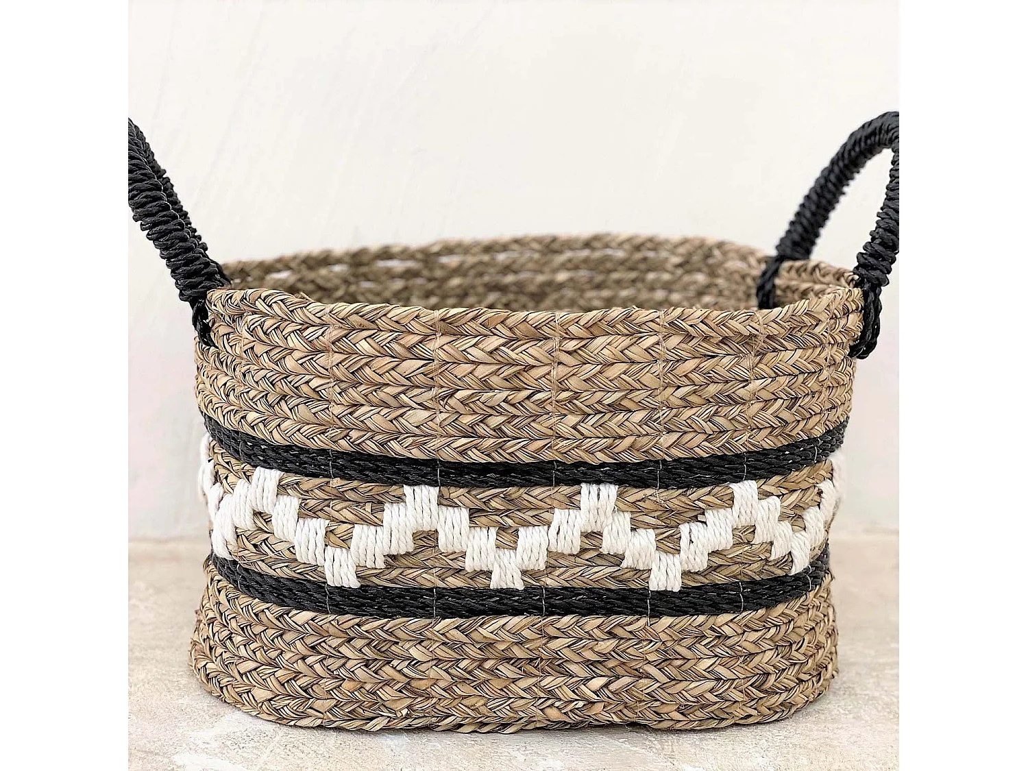 Cesta rectangular de fibra natural 46 x 30 cm