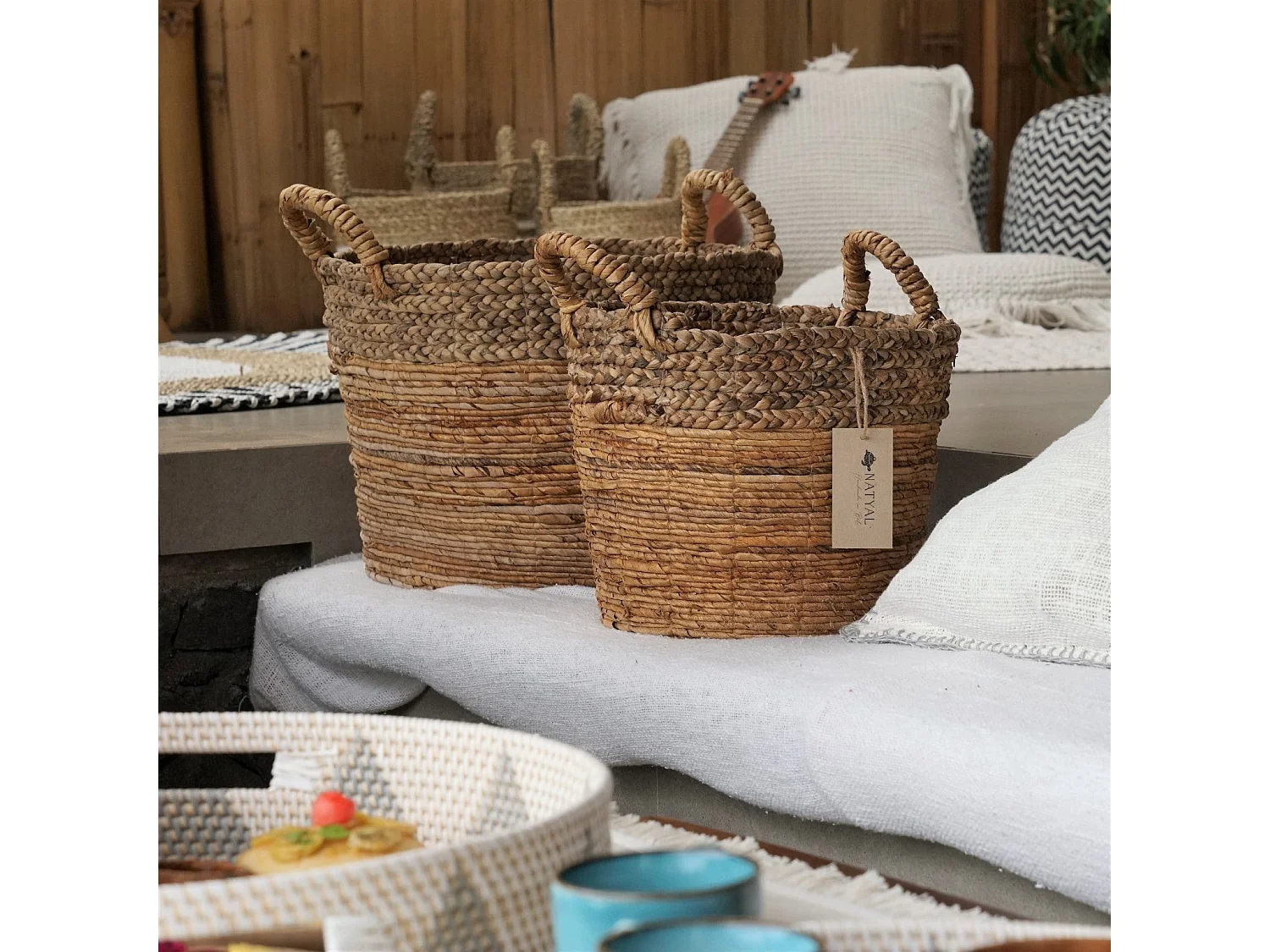 Cesto em fibra natural D. 50 cm