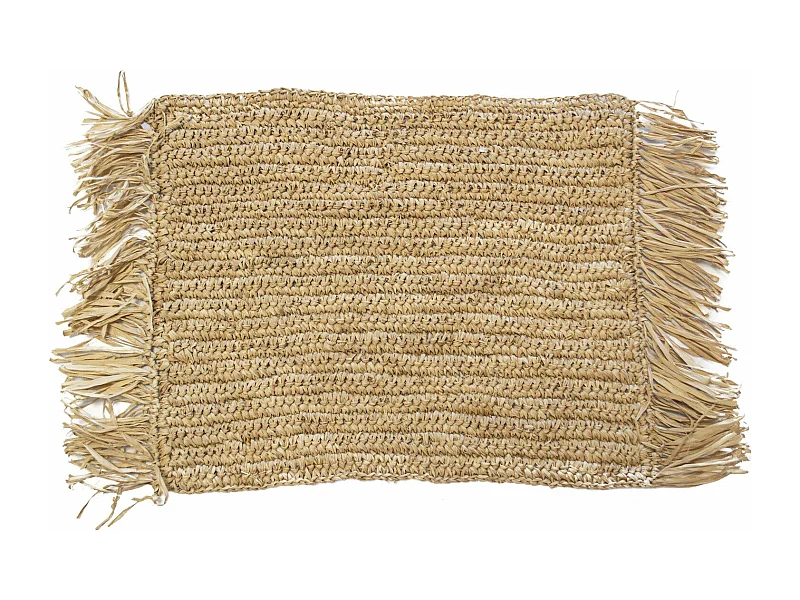 Tovaglia rettangolare in rafia naturale con frange 58x34cm
