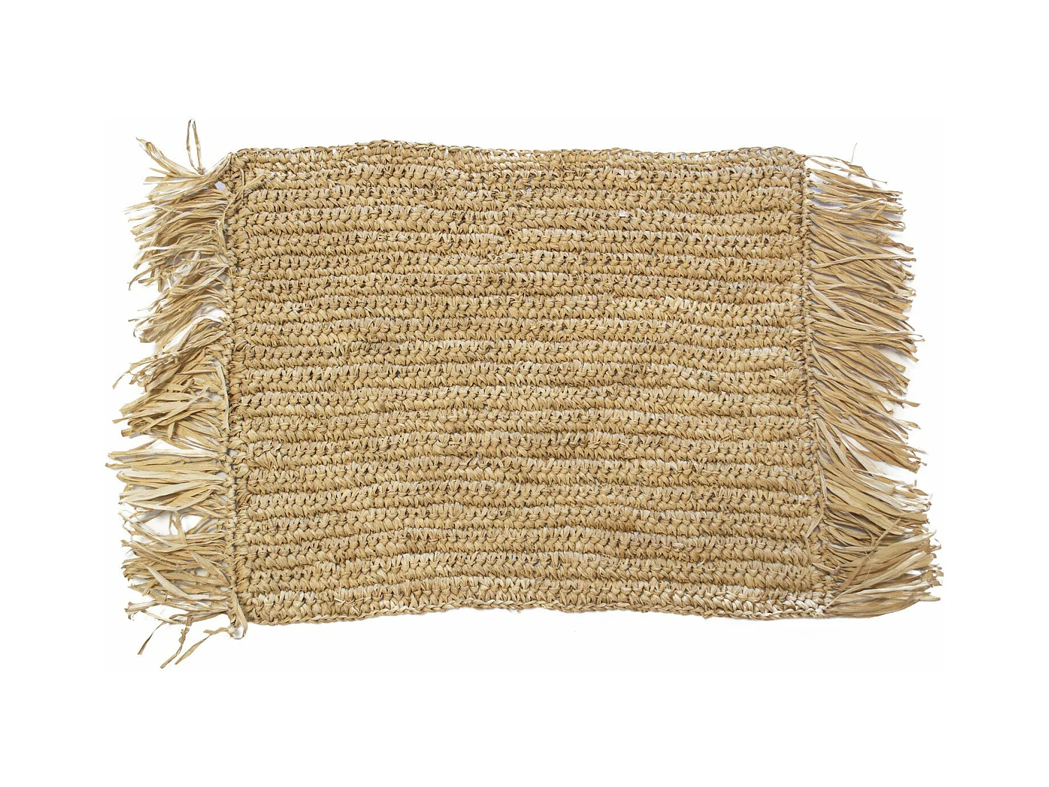 Tovaglia rettangolare in rafia naturale con frange 58x34cm