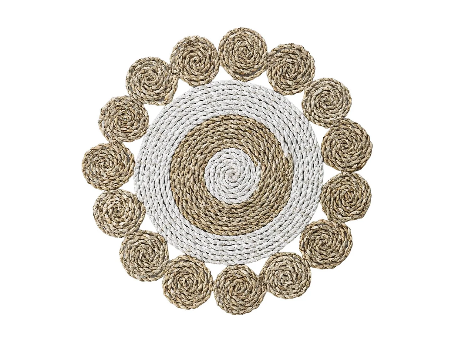 Mantel individual bajoplato de fibras naturales en tonos blancos 35 cm