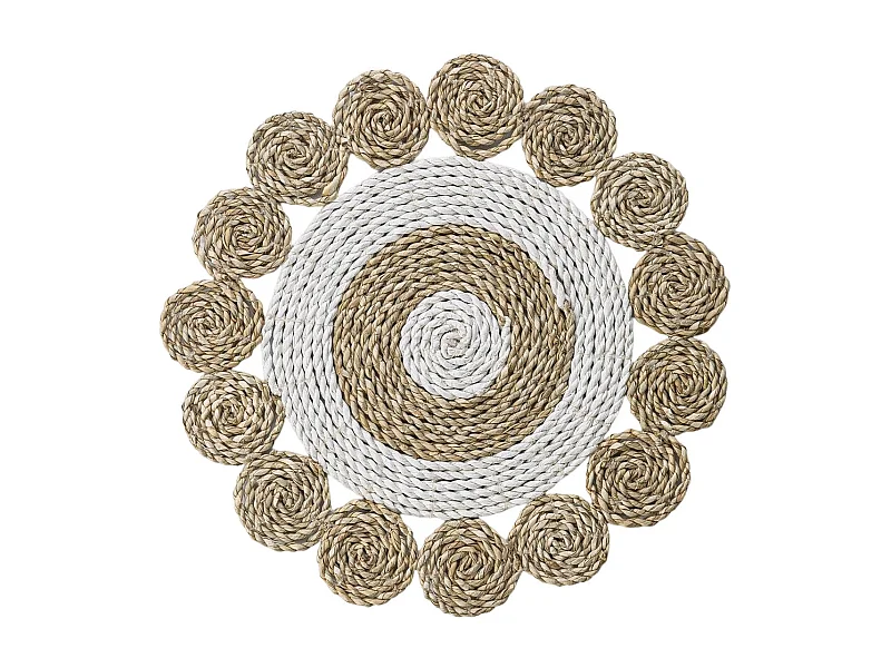 Mantel individual bajoplato de fibras naturales en tonos blancos 35 cm