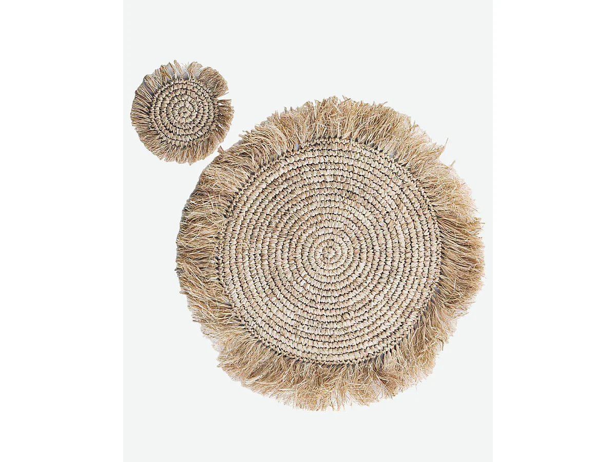 Tovaglia in rafia naturale con frange 45 cm