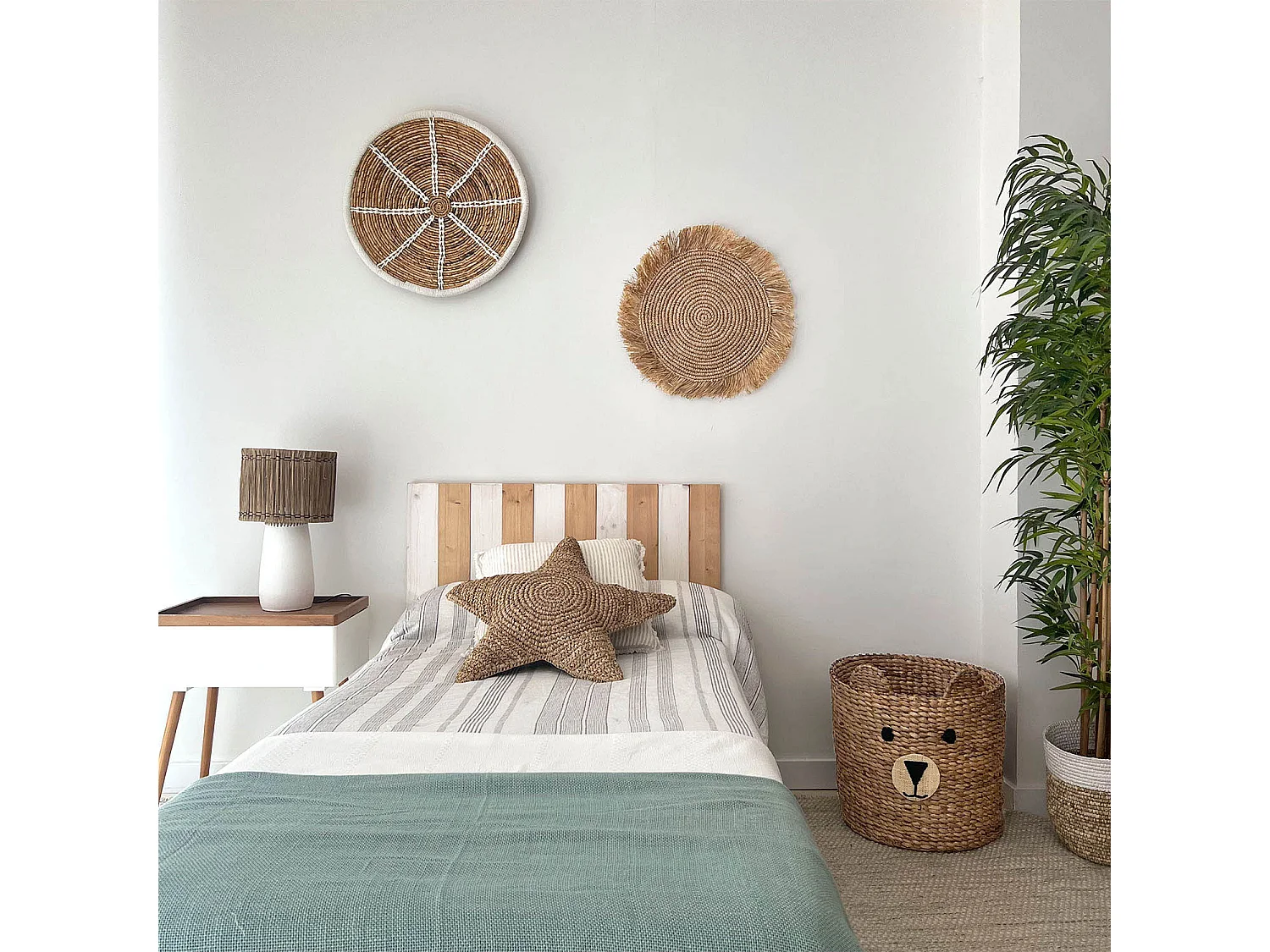 Mantel individual de rafia natural con flecos 55 cm