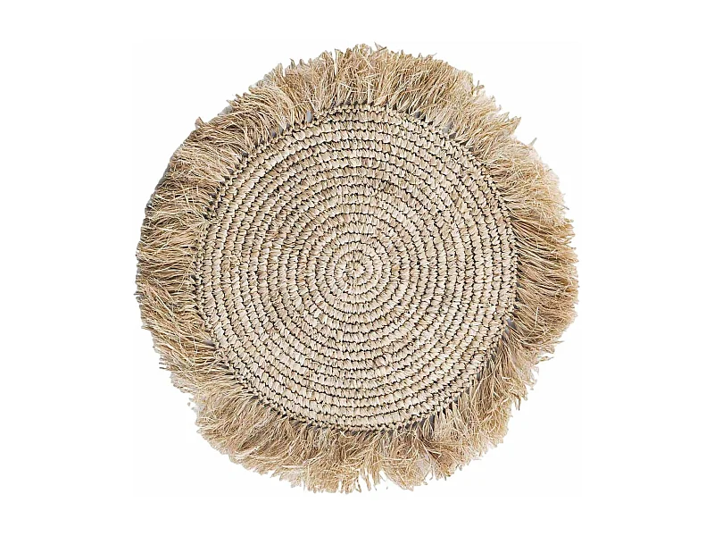 Mantel individual de rafia natural con flecos 55 cm