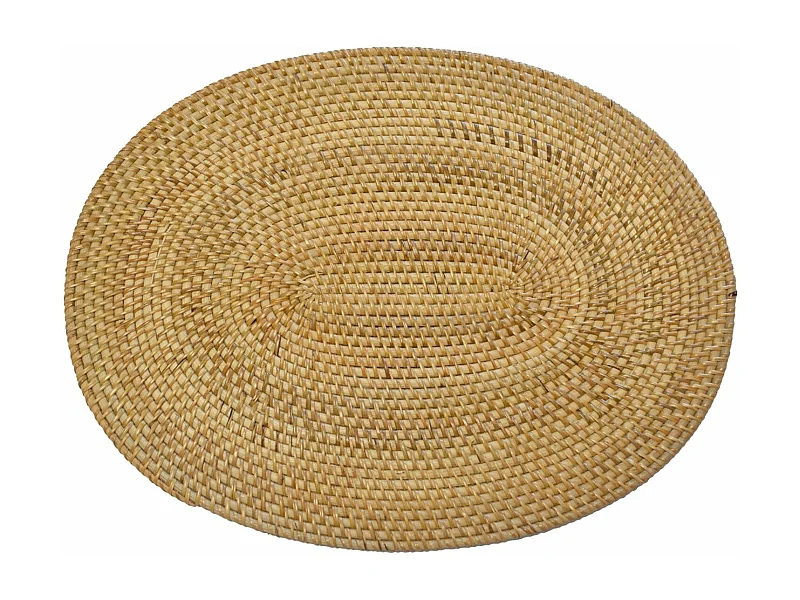 Confezione di 4 tovagliette e sottobicchieri ovali in rattan 40x30cm