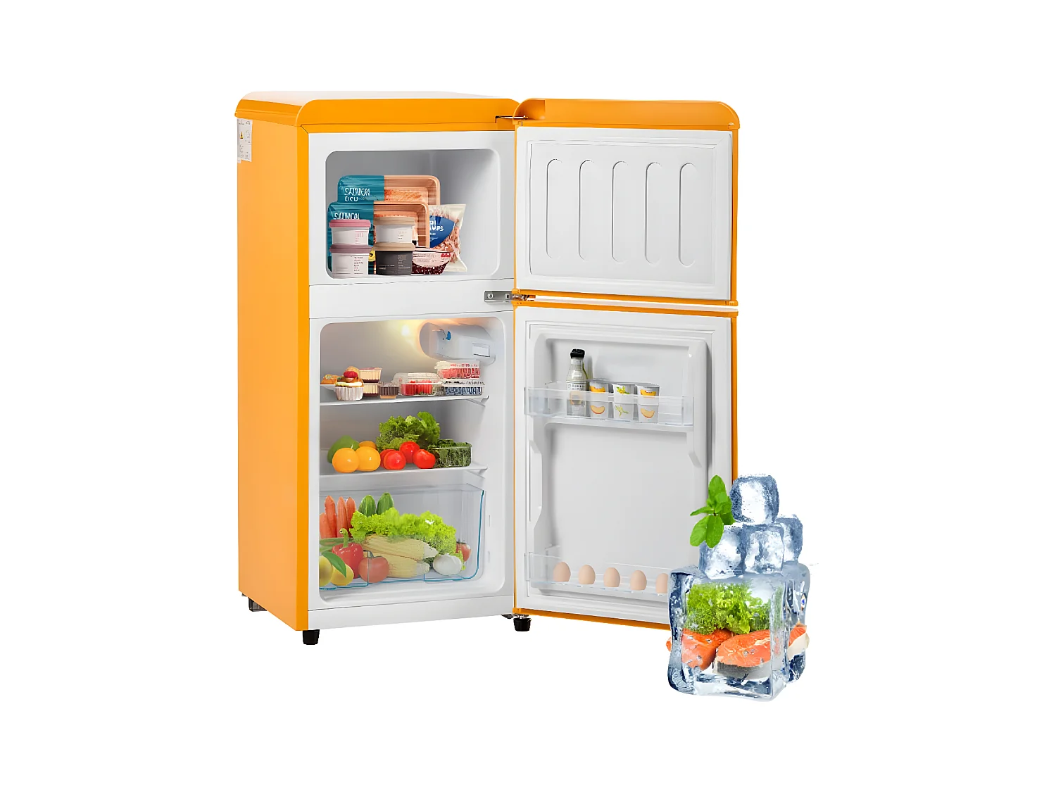 Réfrigérateur Rétro à double porte, 86,8 cm de hauteur, 45,5 cm de largeur,
