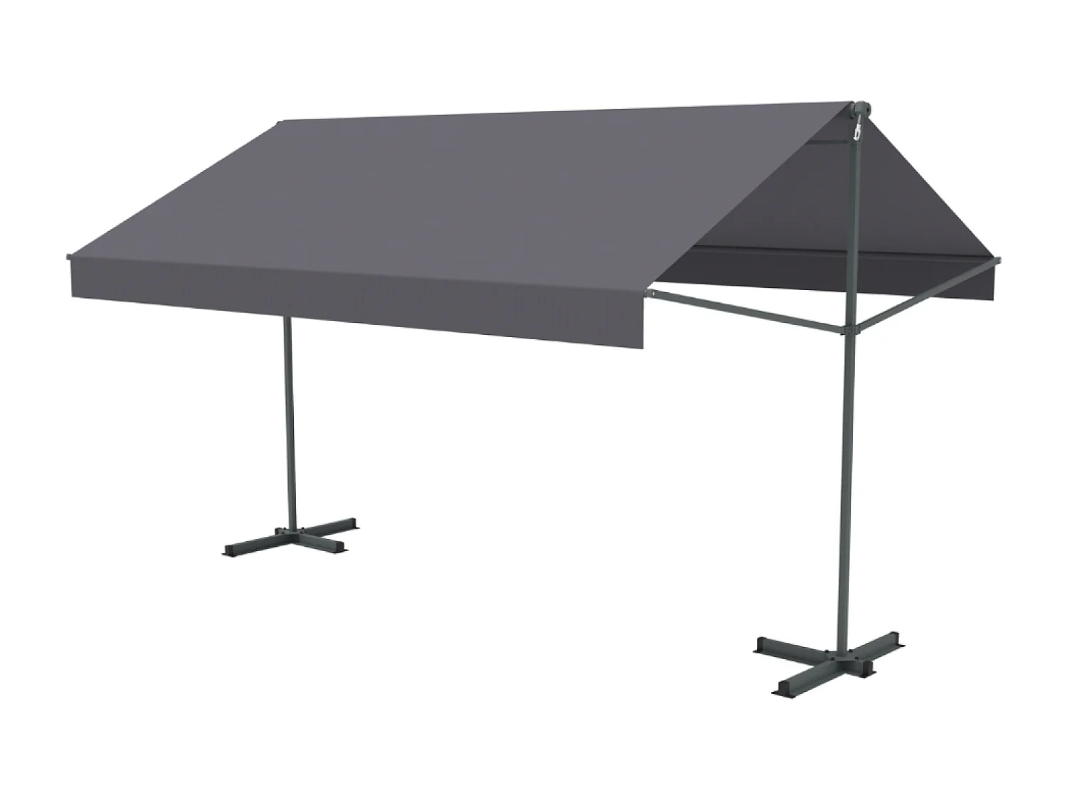 Handmatige Dubbelpendel Zonnescherm 2,95 x 3 m Grijs ISEO met Waterafstotend Doek