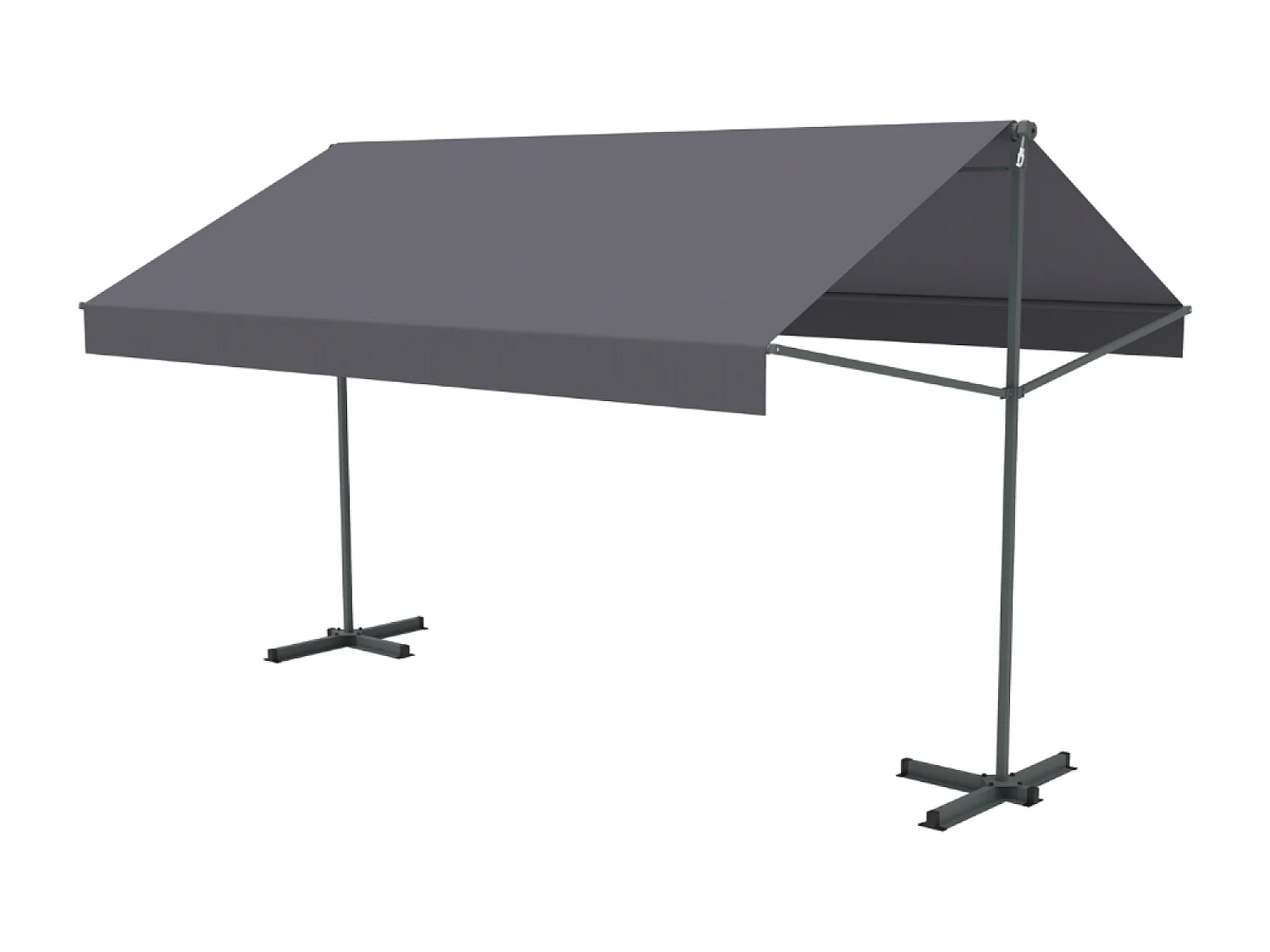 Handmatige Dubbelpendel Zonnescherm 2,95 x 3 m Grijs ISEO met Waterafstotend Doek