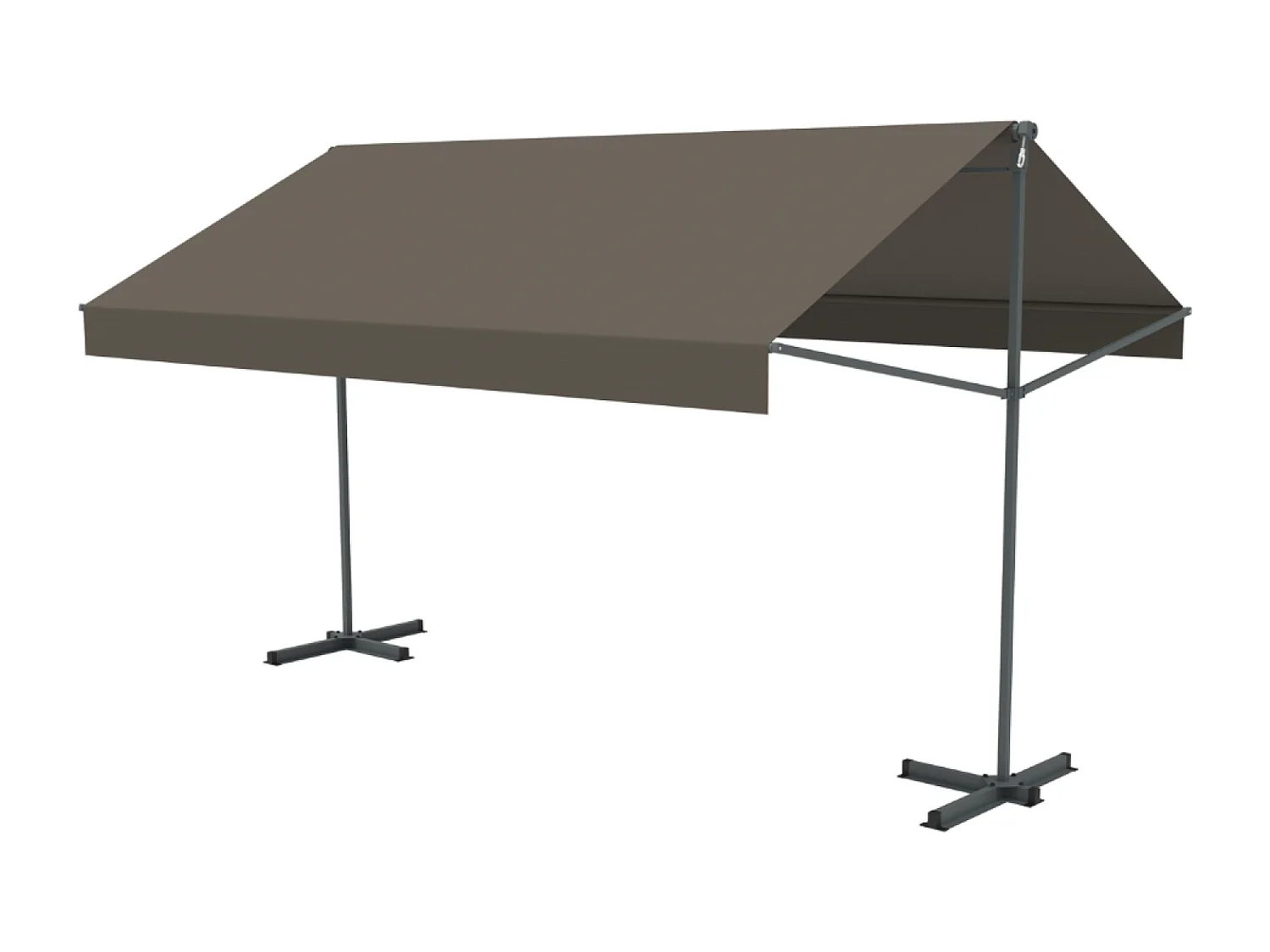 Zonnescherm met Dubbele Helling Handmatig 2,95 x 3 m Taupe ISEO - Waterafstotend Doek - Aluminium - Eenvoudig te Monteren