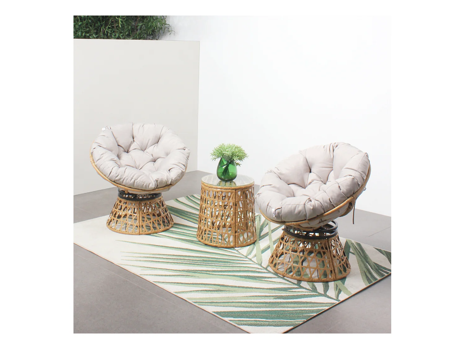 Salon de jardin 2 fauteuils et 1 table PAPASAN