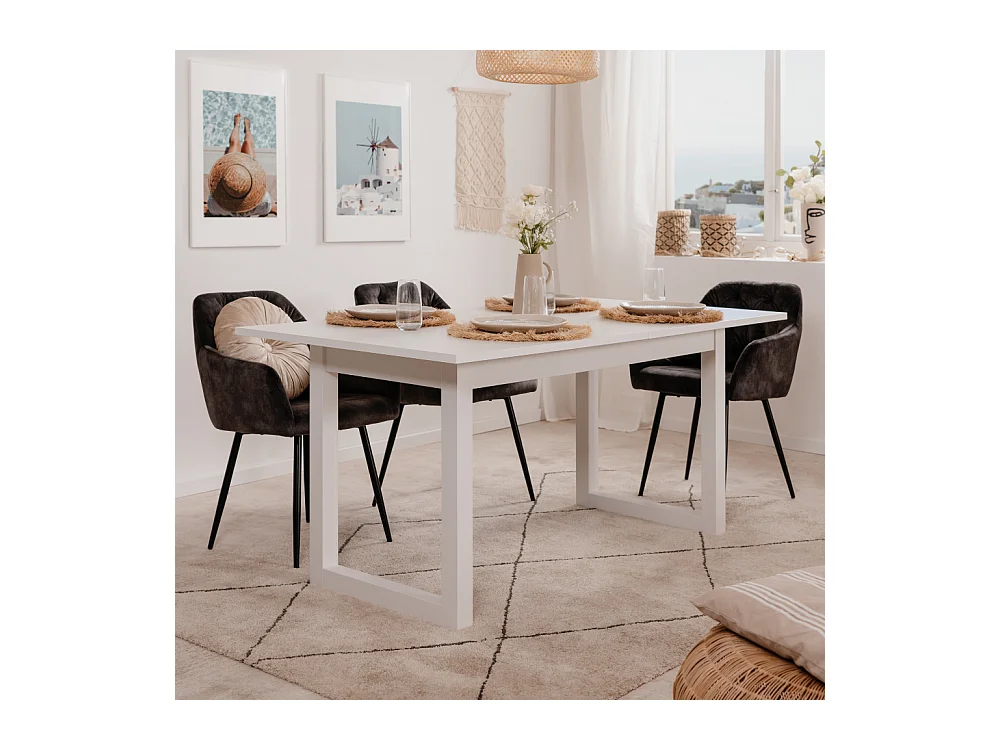 Table à manger industrielle extensible 10 personnes blanche KOTOR