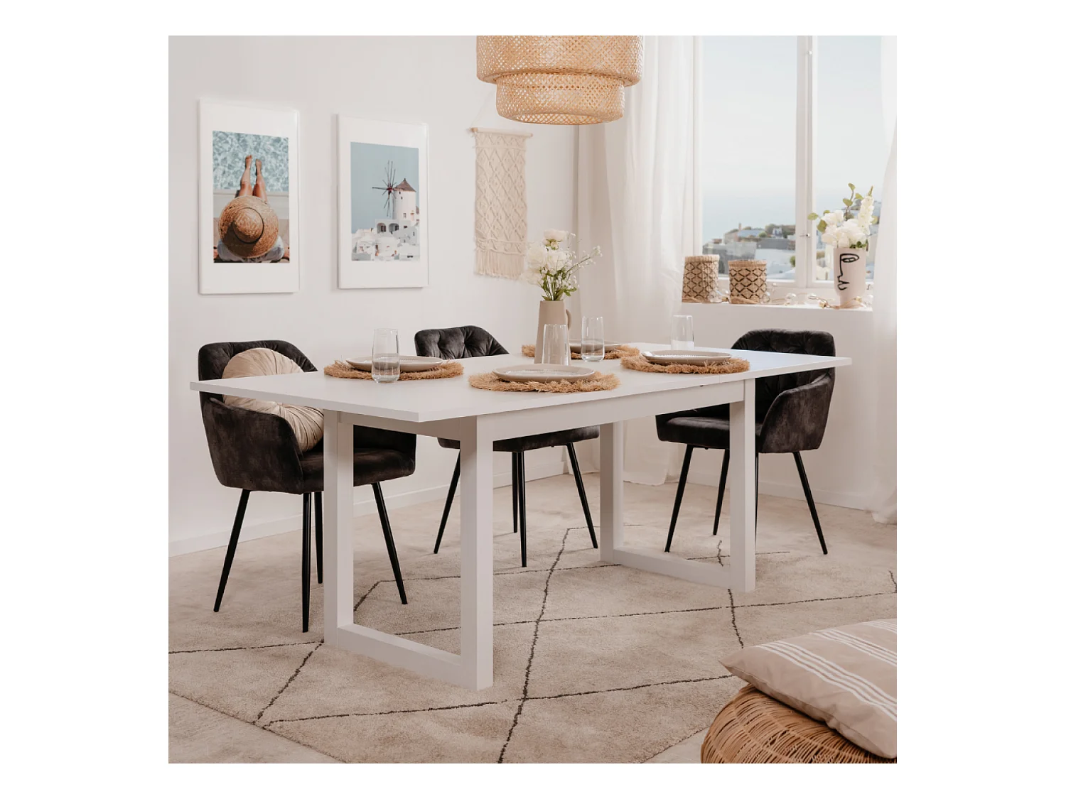 Tavolo da pranzo industriale allungabile per 10 persone, bianco KOTOR